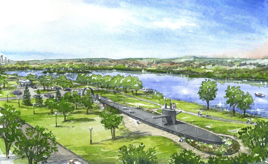 Watercolor Concept: Aerial view of the memorial park